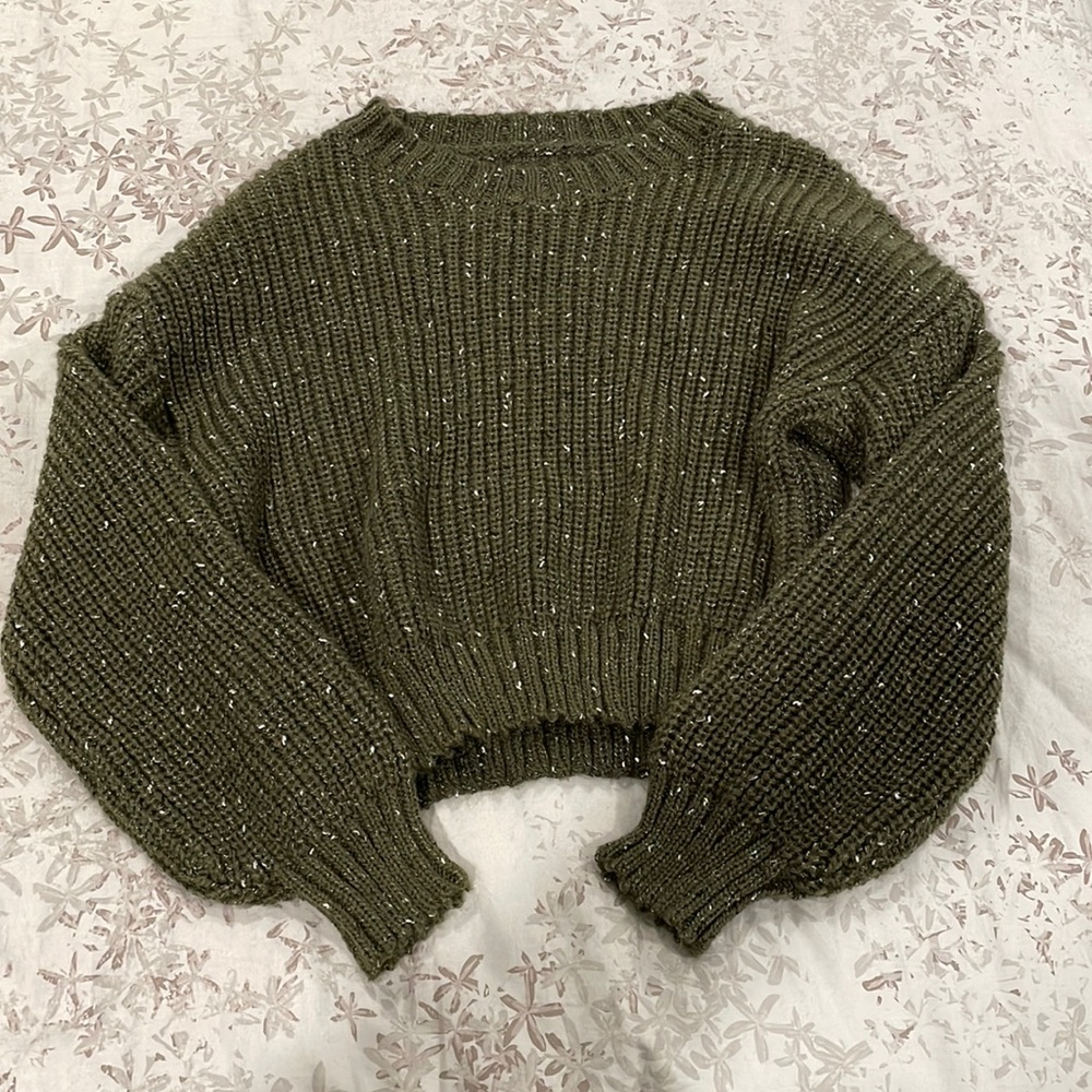 Green fuzzy sweater